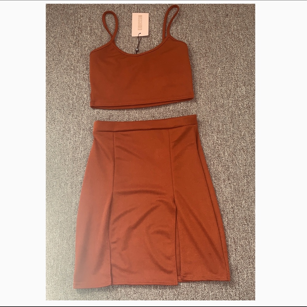 Cami Strap And Split Mini Skirt Set from Misguided